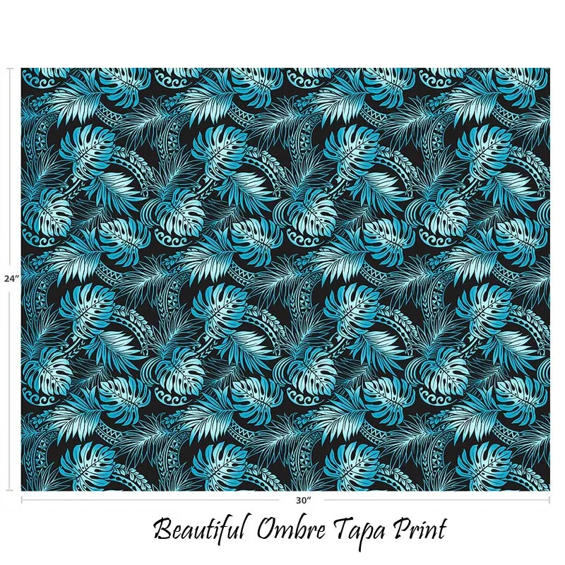 Ombre Polynesian Tribal Tapa and Monstera Print | Turquoise BLK-0005TP