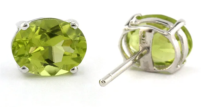 Oval Peridot Stud Earrings, 6x8mm.