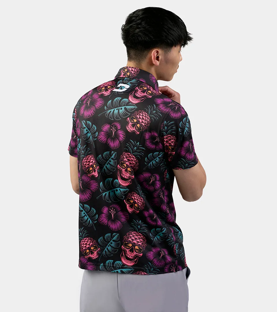 PINEAPPLE SKULLZ POLO - BLACK