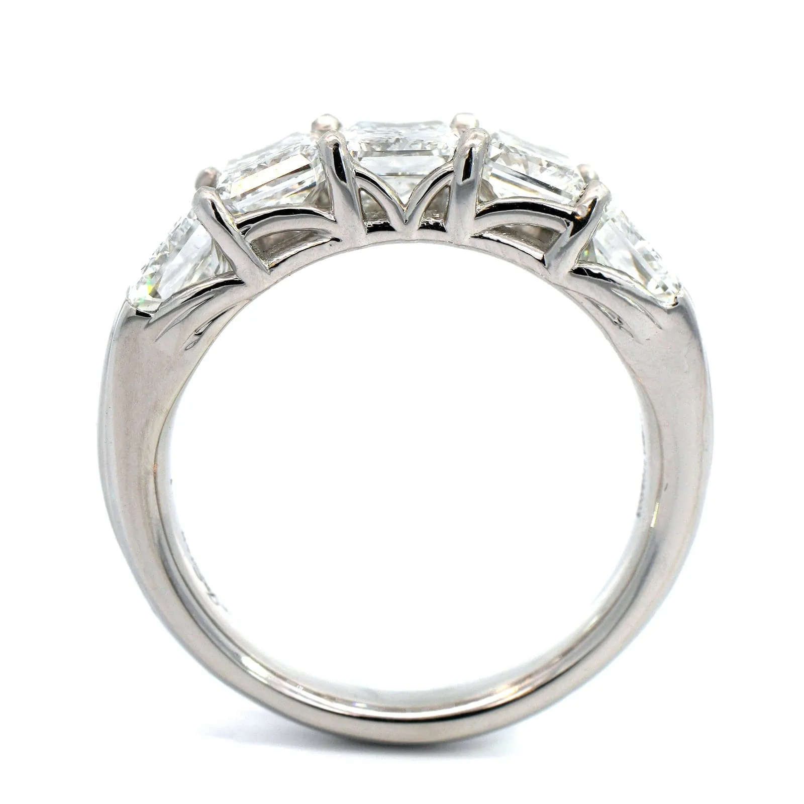 Platinum Shared Prong Radiant Cut Diamond Band