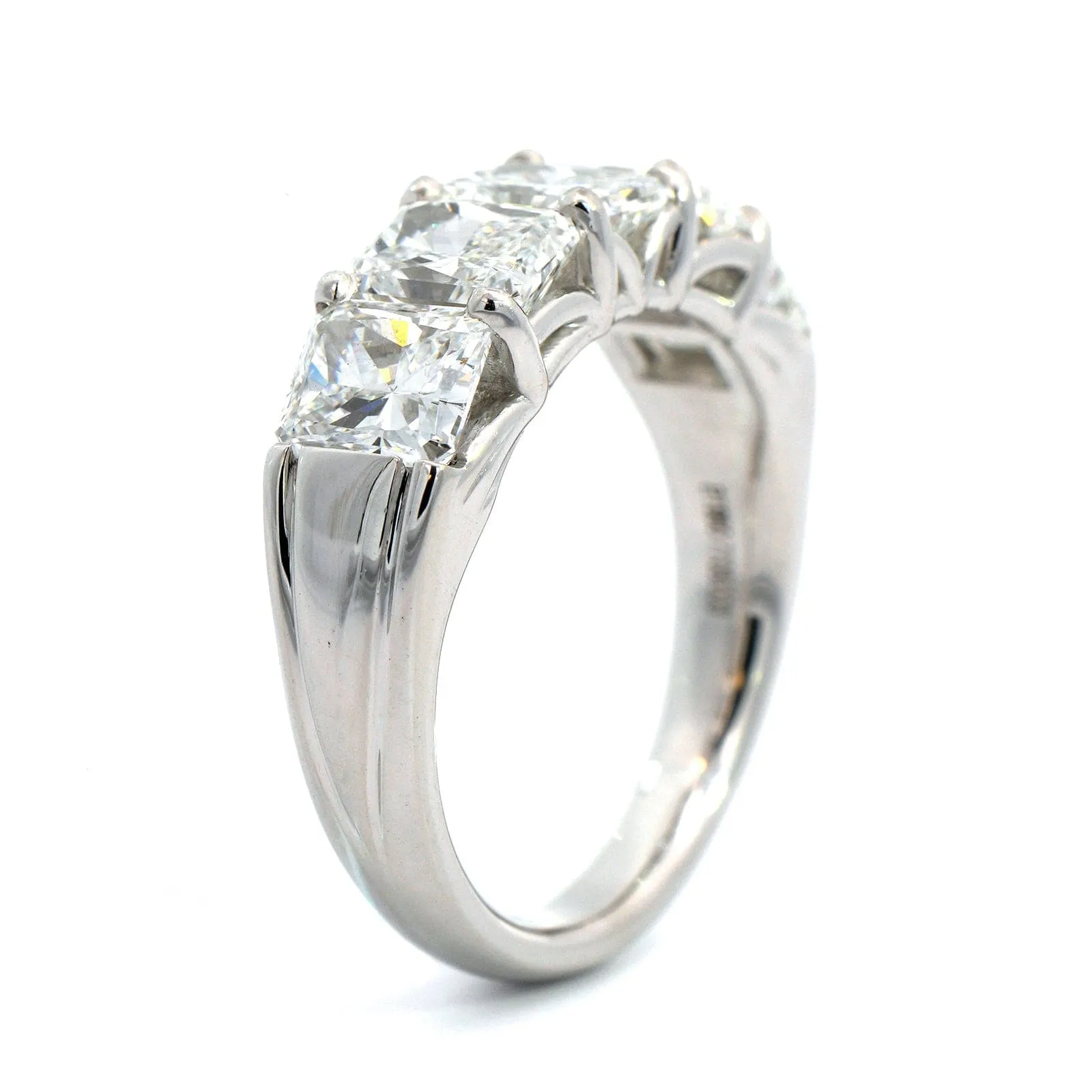 Platinum Shared Prong Radiant Cut Diamond Band