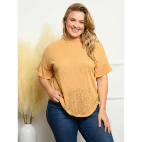 Plus size solid sleeve ruffle hoodie top