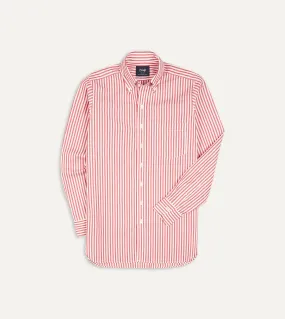 Red Bengal Stripe Cotton Poplin Button-Down Shirt