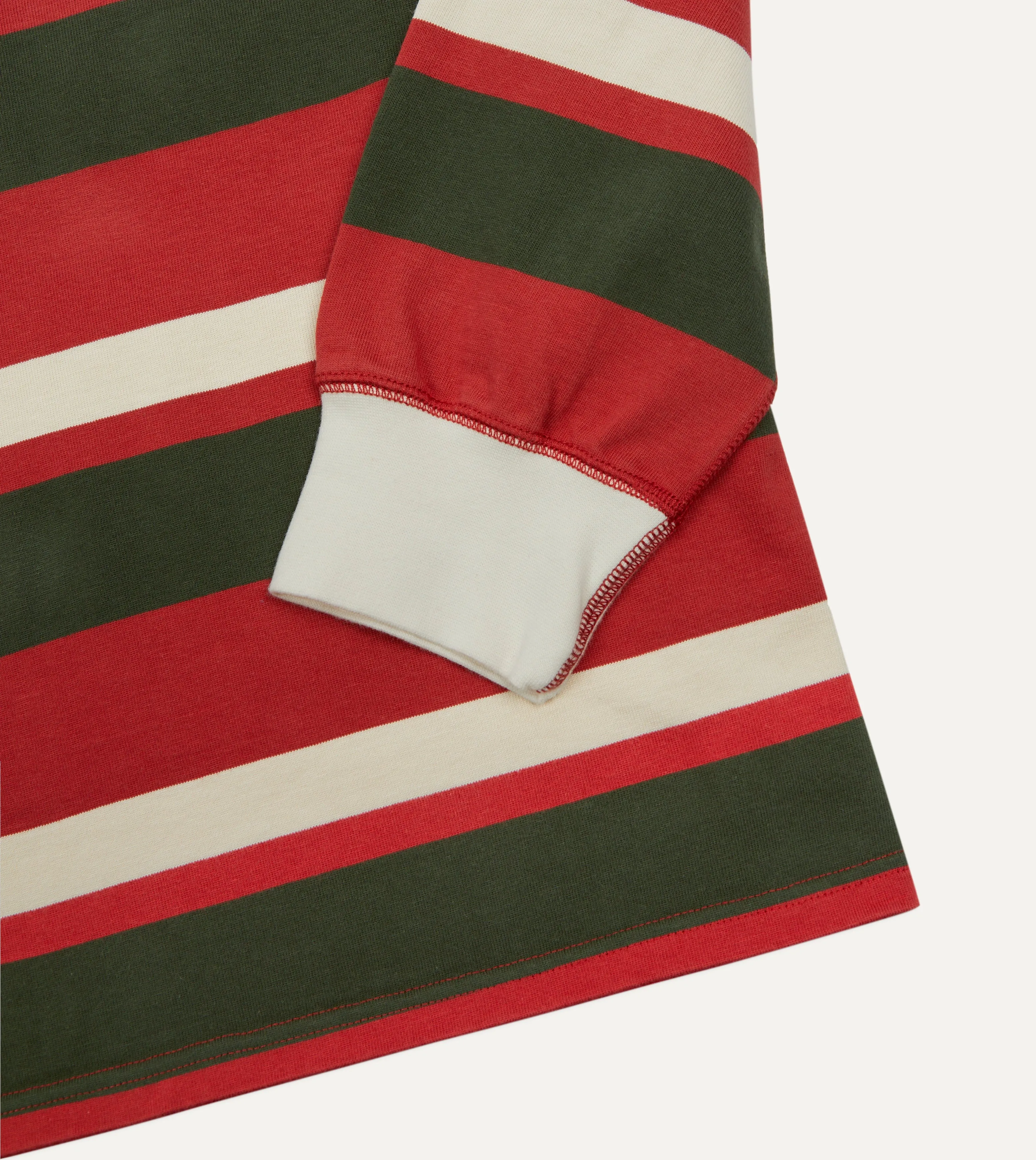 Red, Green and Ecru Stripe Cotton Rugby Shirt