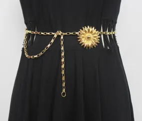 Retro Niche High-quality Sun Flower Waist Chain Women's Belt Chain Accessories Fashion Belt