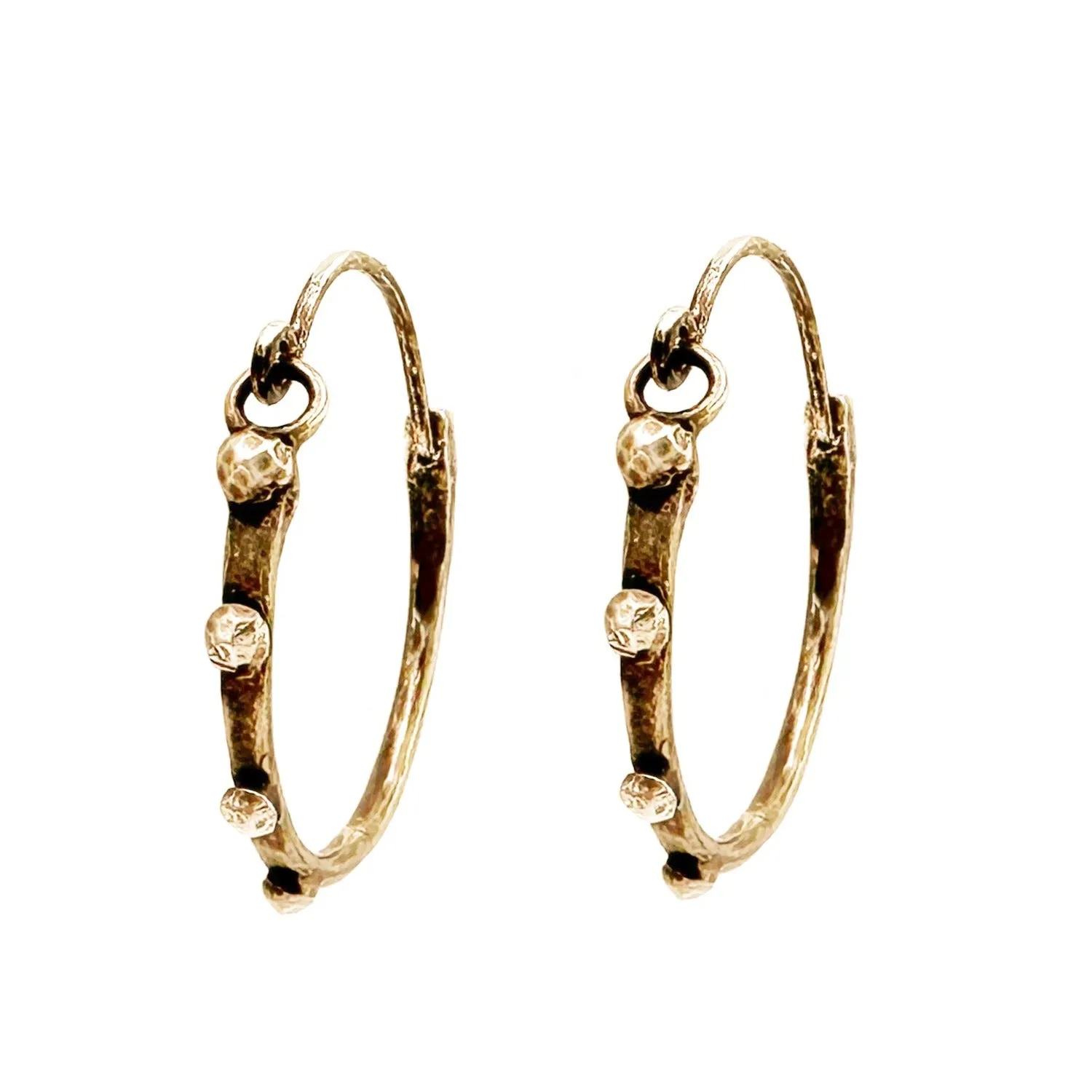 RIVETED Midi Hoops - Bronze