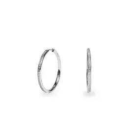 Stainless thin half eternity hoop earrings