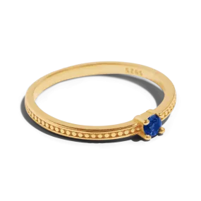 THE EMMA RING BLUE - Solid 14k yellow gold