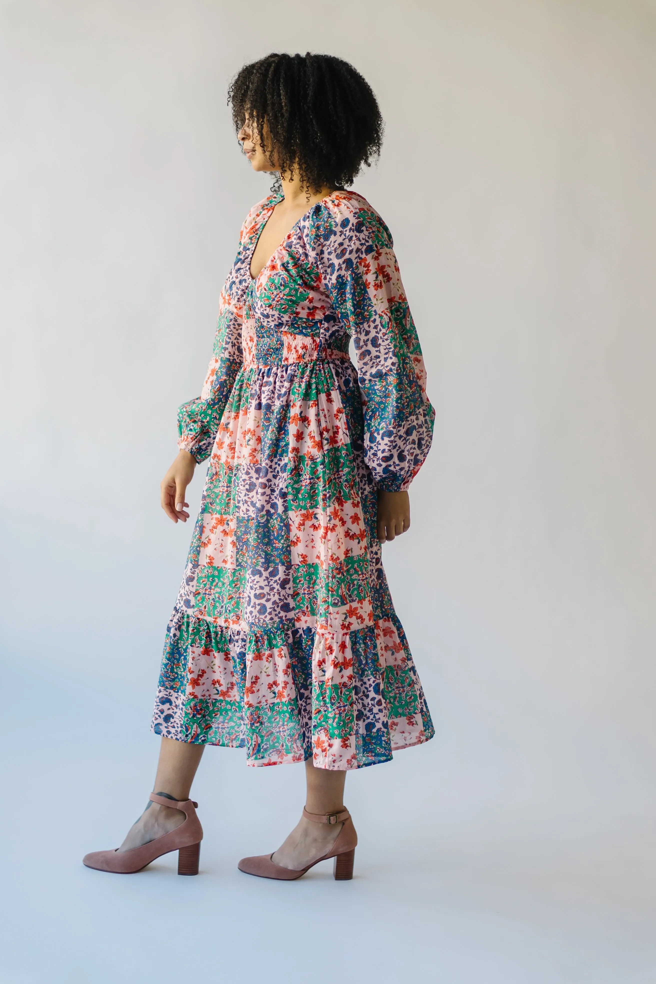 The Laken Patterned Maxi Dress in Pink   Blue Floral