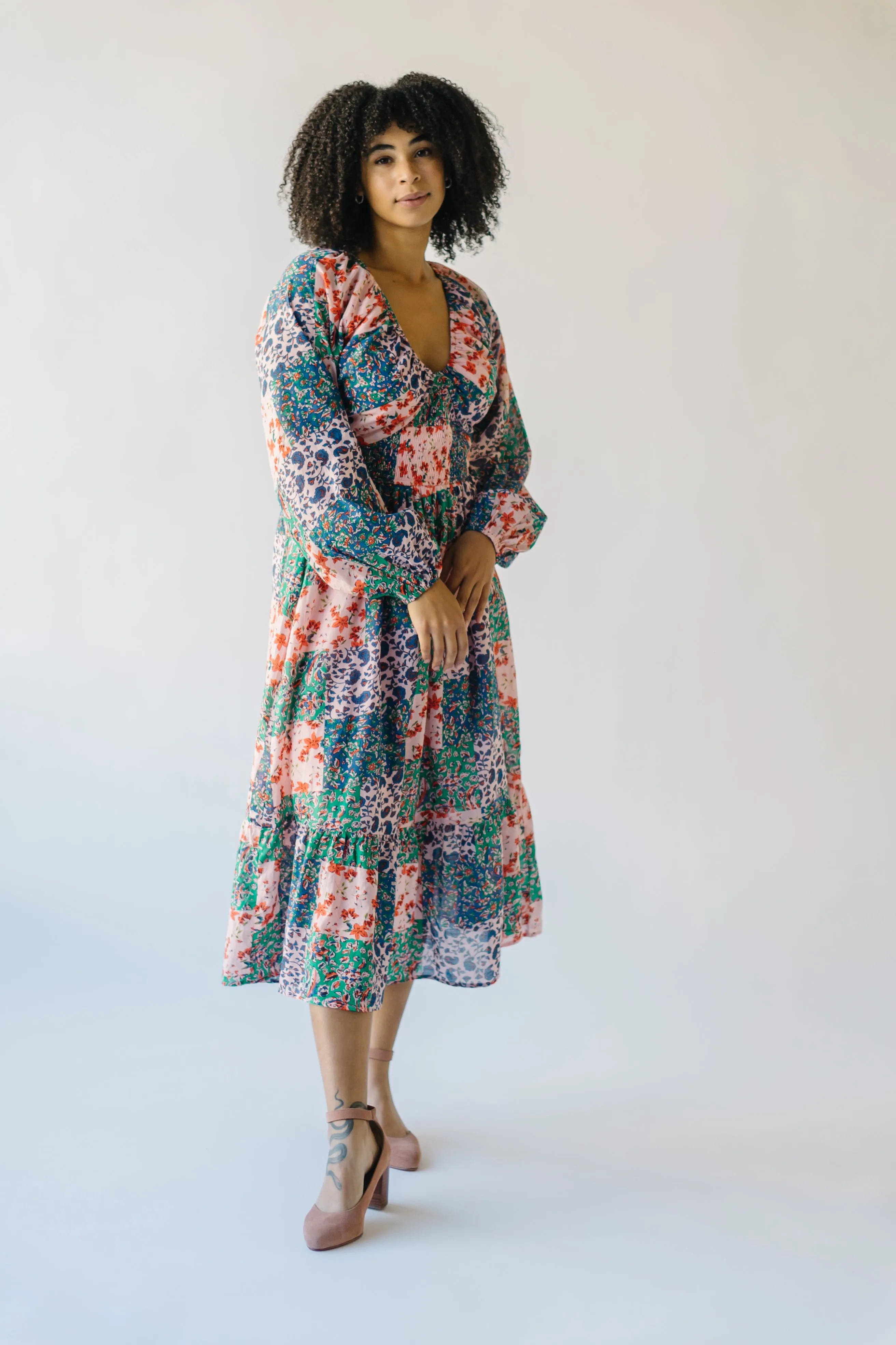 The Laken Patterned Maxi Dress in Pink   Blue Floral