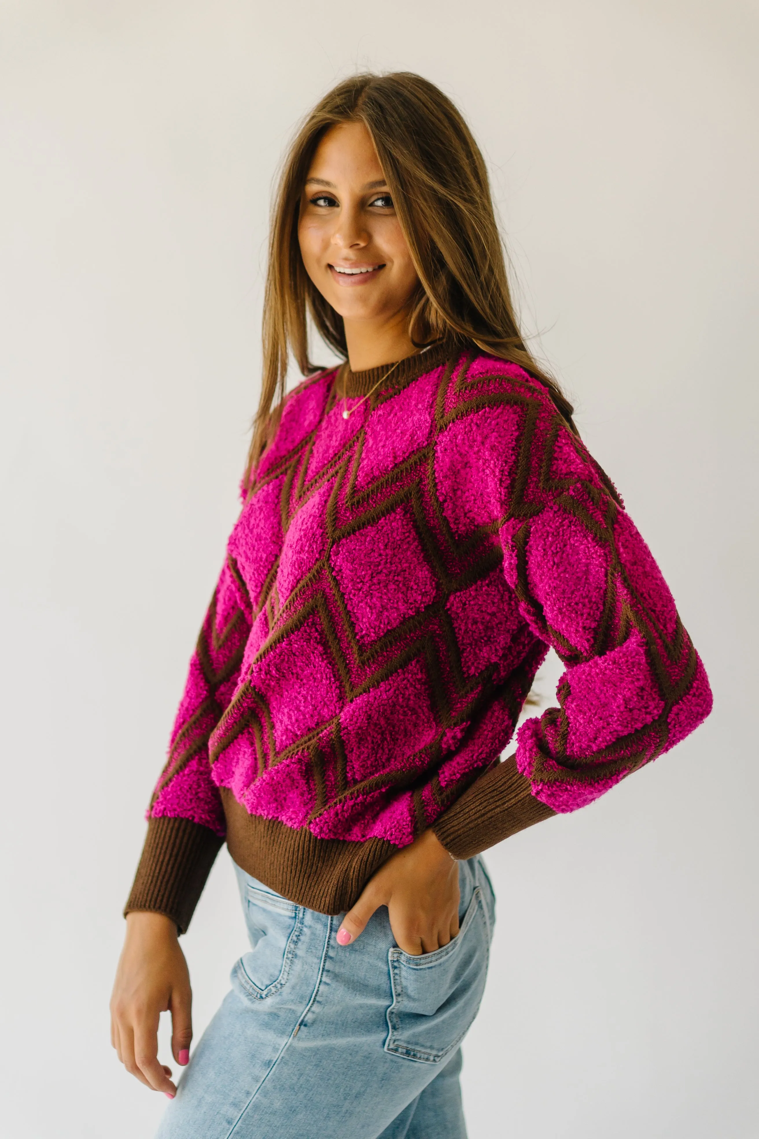 The Lockhart Textured Sweater in Magenta