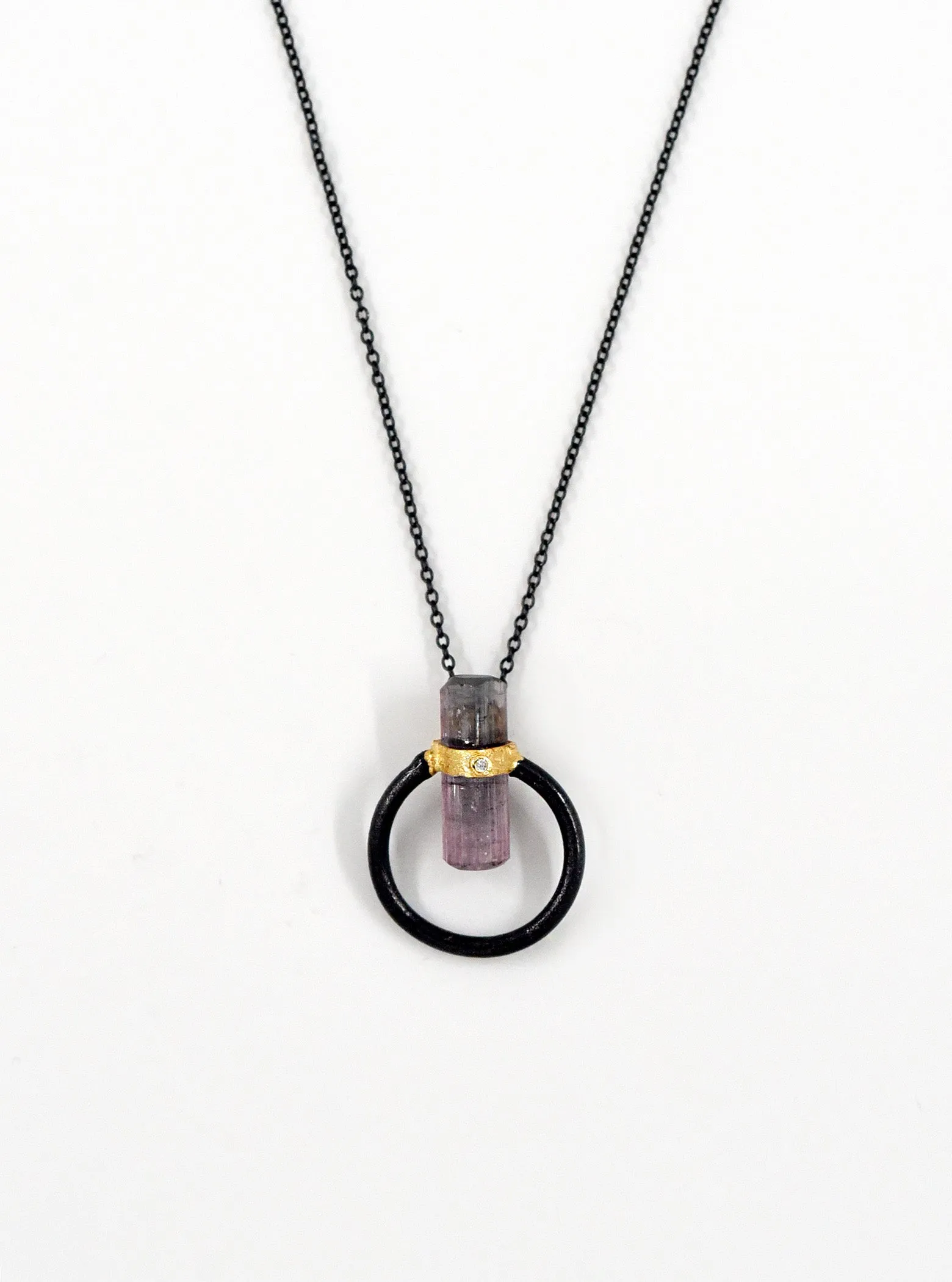 Tourmaline with Diamond Halo Necklace