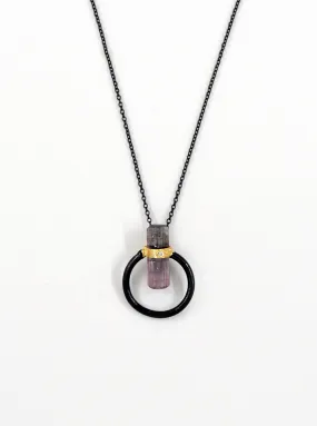 Tourmaline with Diamond Halo Necklace