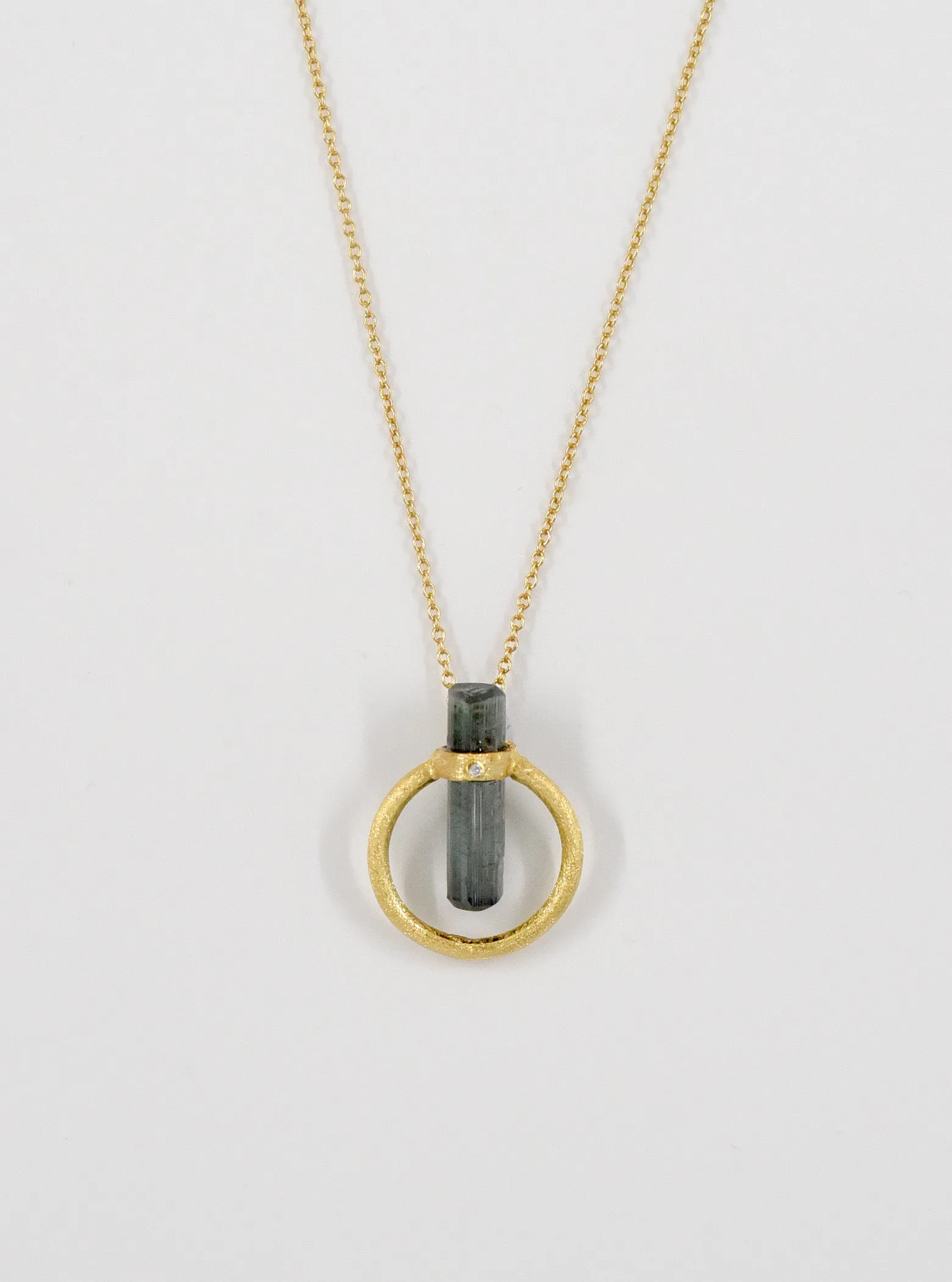 Tourmaline with Diamond Halo Necklace