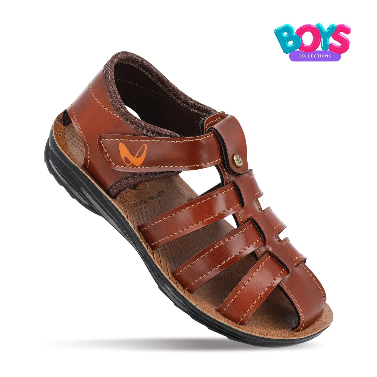 Walkaroo Kids Solid Fisherman Sandals  - WK042 Brown