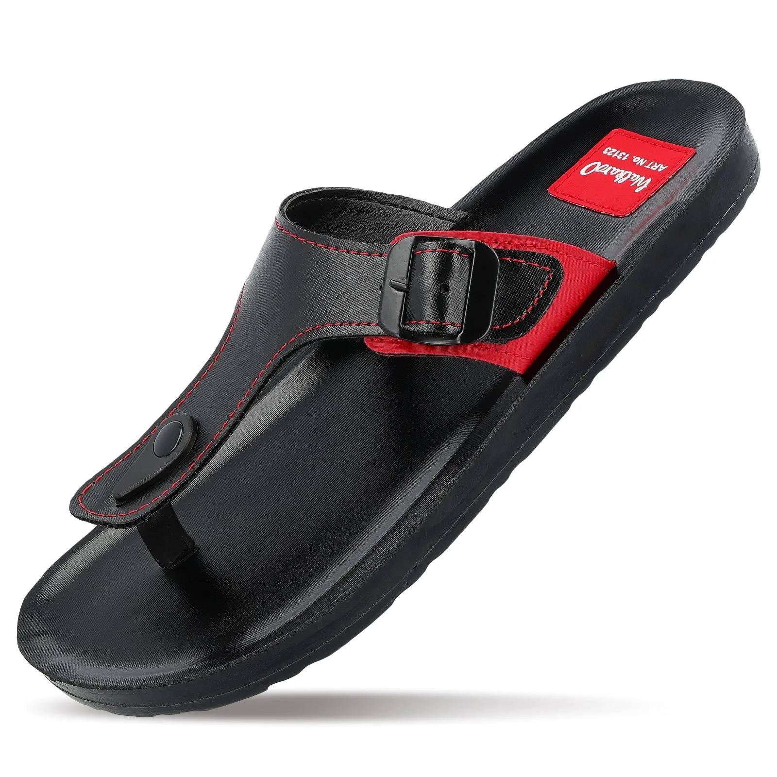 Walkaroo Men Solid Thong Sandals  - 13123 Black Red