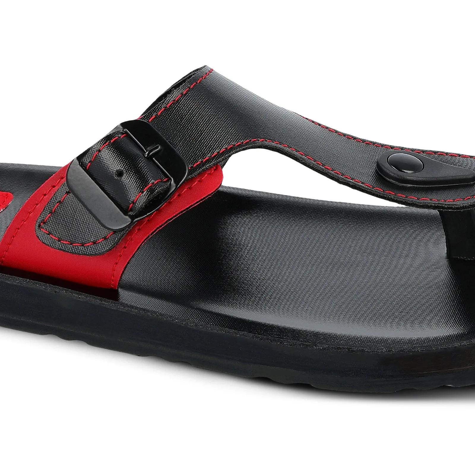 Walkaroo Men Solid Thong Sandals  - 13123 Black Red