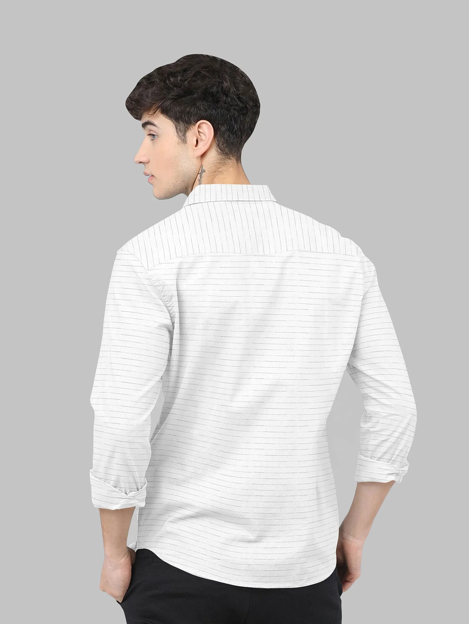 White Color Weft Dobby Soft Cotton Solid Shirt