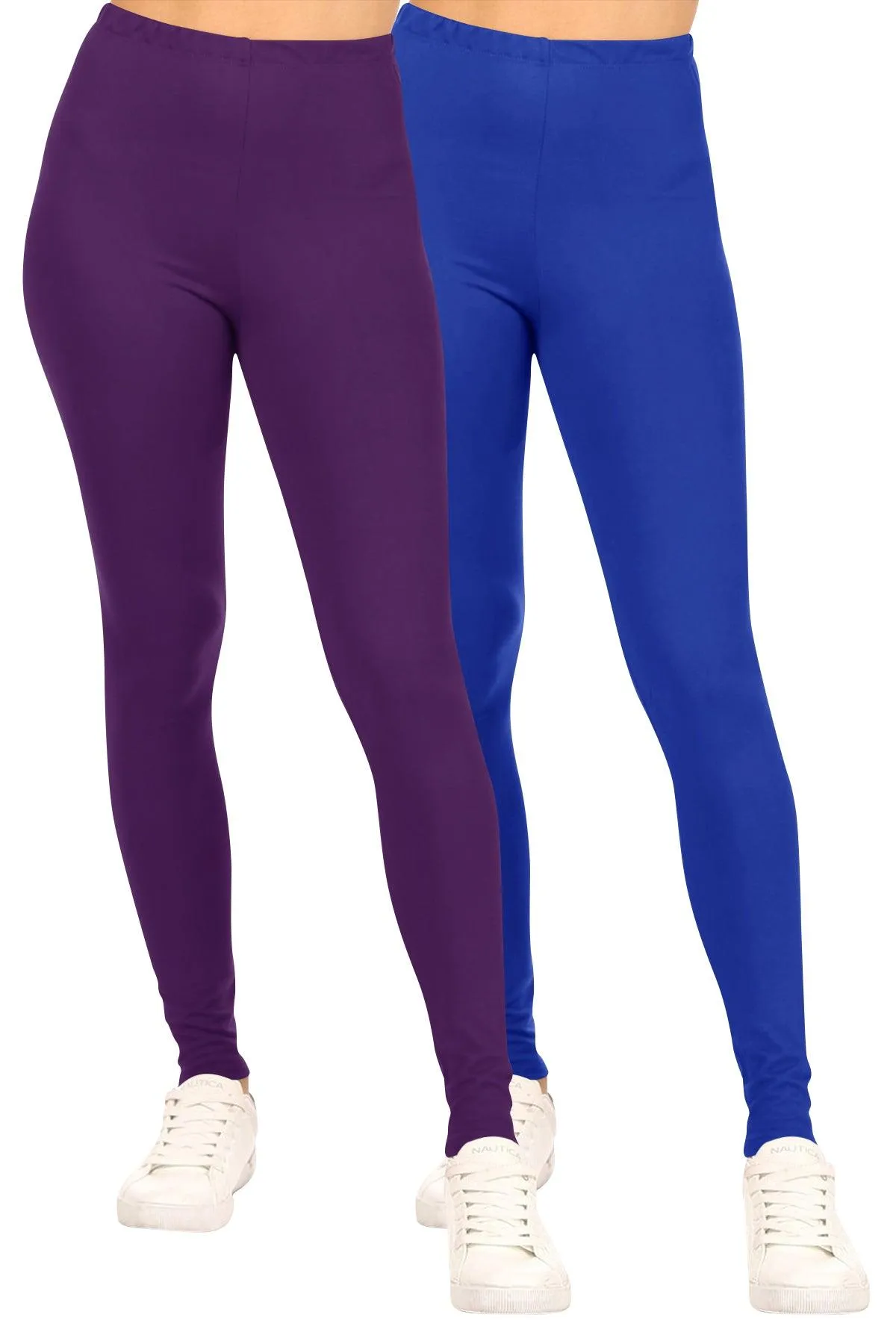 Women's Casual Solid Full Length Leggings (Pack of 2)